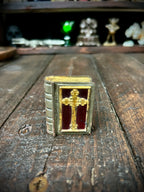 Vintage Miniature Religious Book / Devotional Reliquary Box with Removable Christ Bust