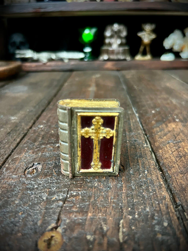 Vintage Miniature Religious Book / Devotional Reliquary Box with Removable Christ Bust