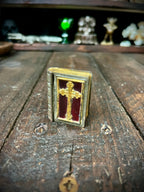 Vintage Miniature Religious Book / Devotional Reliquary Box with Removable Christ Bust