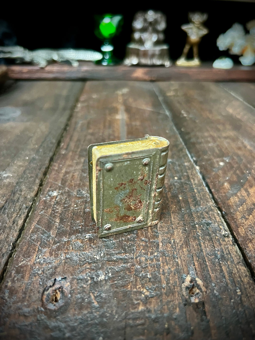 Vintage Miniature Religious Book / Devotional Reliquary Box with Removable Christ Bust