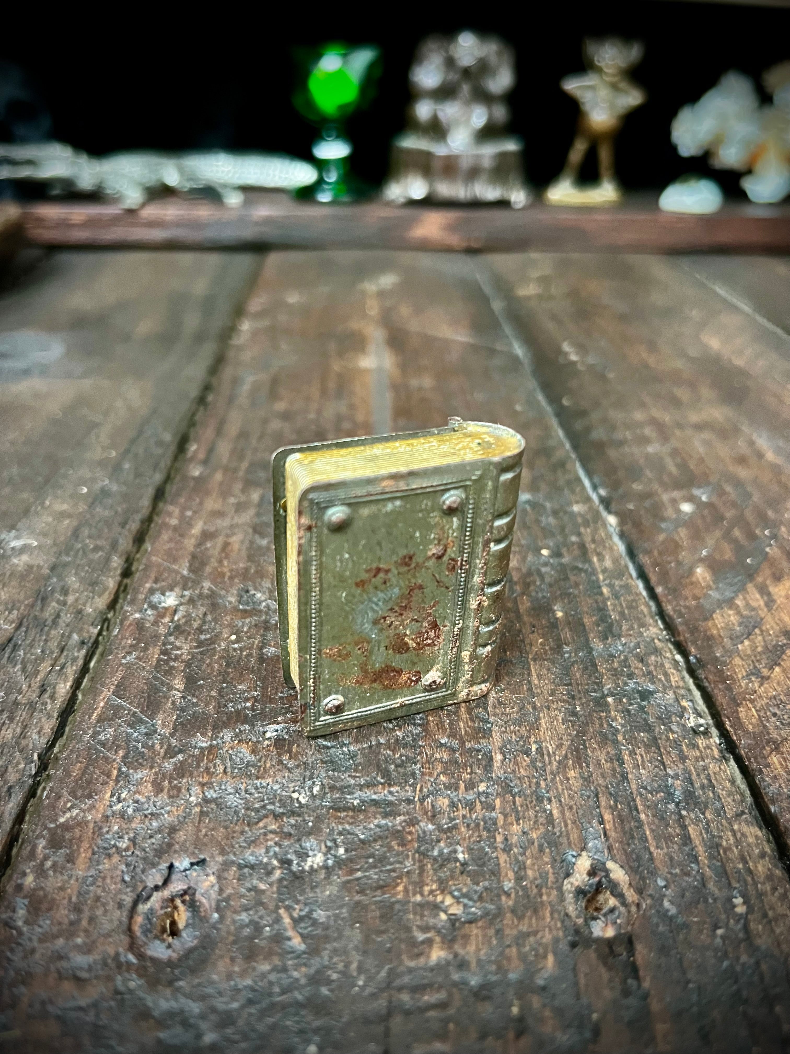 Vintage Miniature Religious Book / Devotional Reliquary Box with Removable Christ Bust