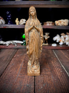 Heavy Early 20th Century Our Lady of Lourdes Statue – Solid Bronze/Brass Catholic Devotional Figure, c.1900–1935