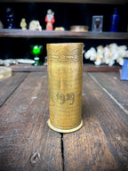 1937 British Trench Art Shell Case – Hand-Engraved Memento Mori Skull & Crossbones
