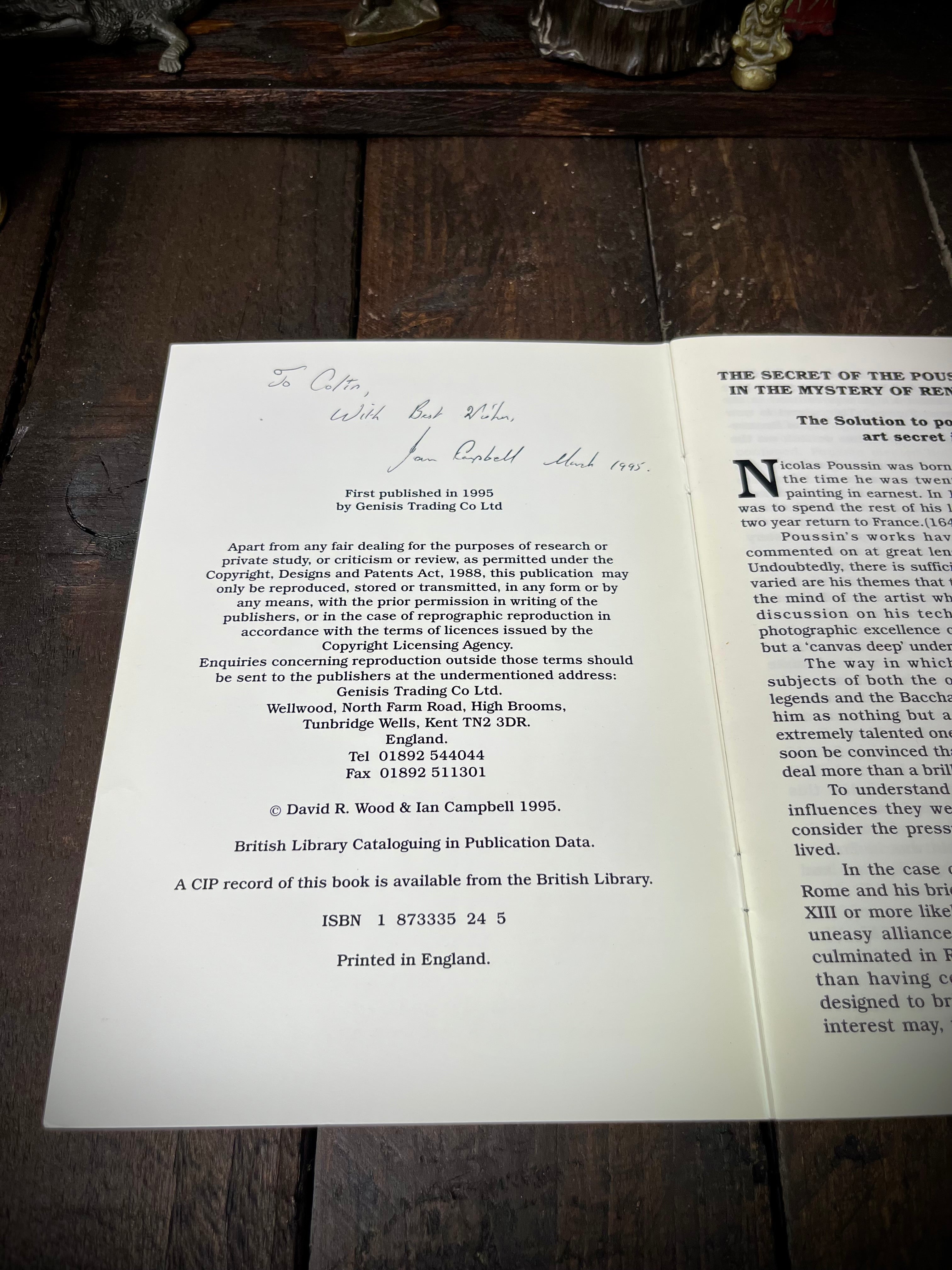 Poussin’s Secret – David Wood & Ian Campbell, 1995 Signed by Author