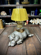 Vintage Morton’s Steakhouse “Sleeping Pig” Oil Lamp – Petite Choses USA – c.1980s