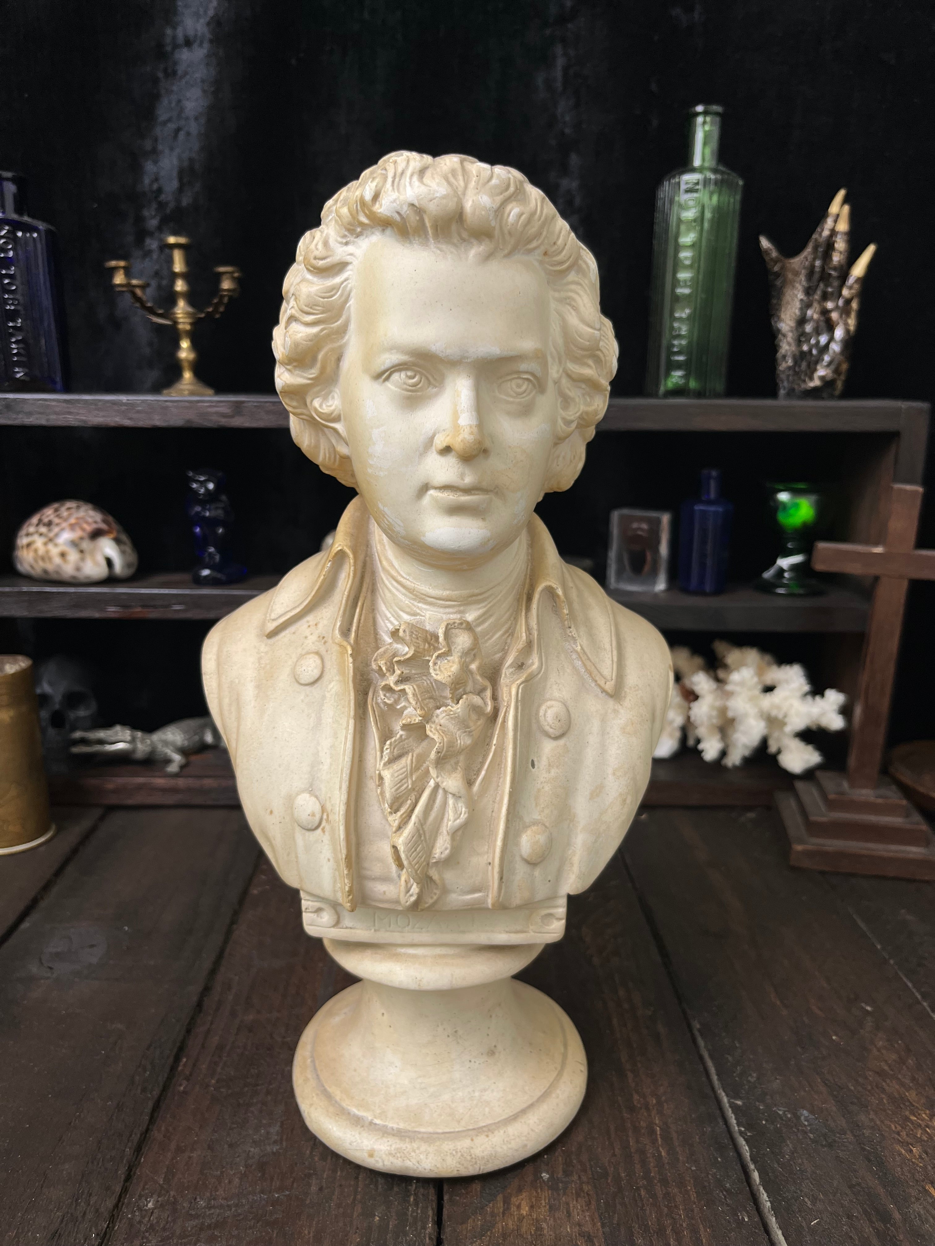 Large Vintage Mozart Bust – 30cm Plaster Sculpture – After P.P. Caproni Mode