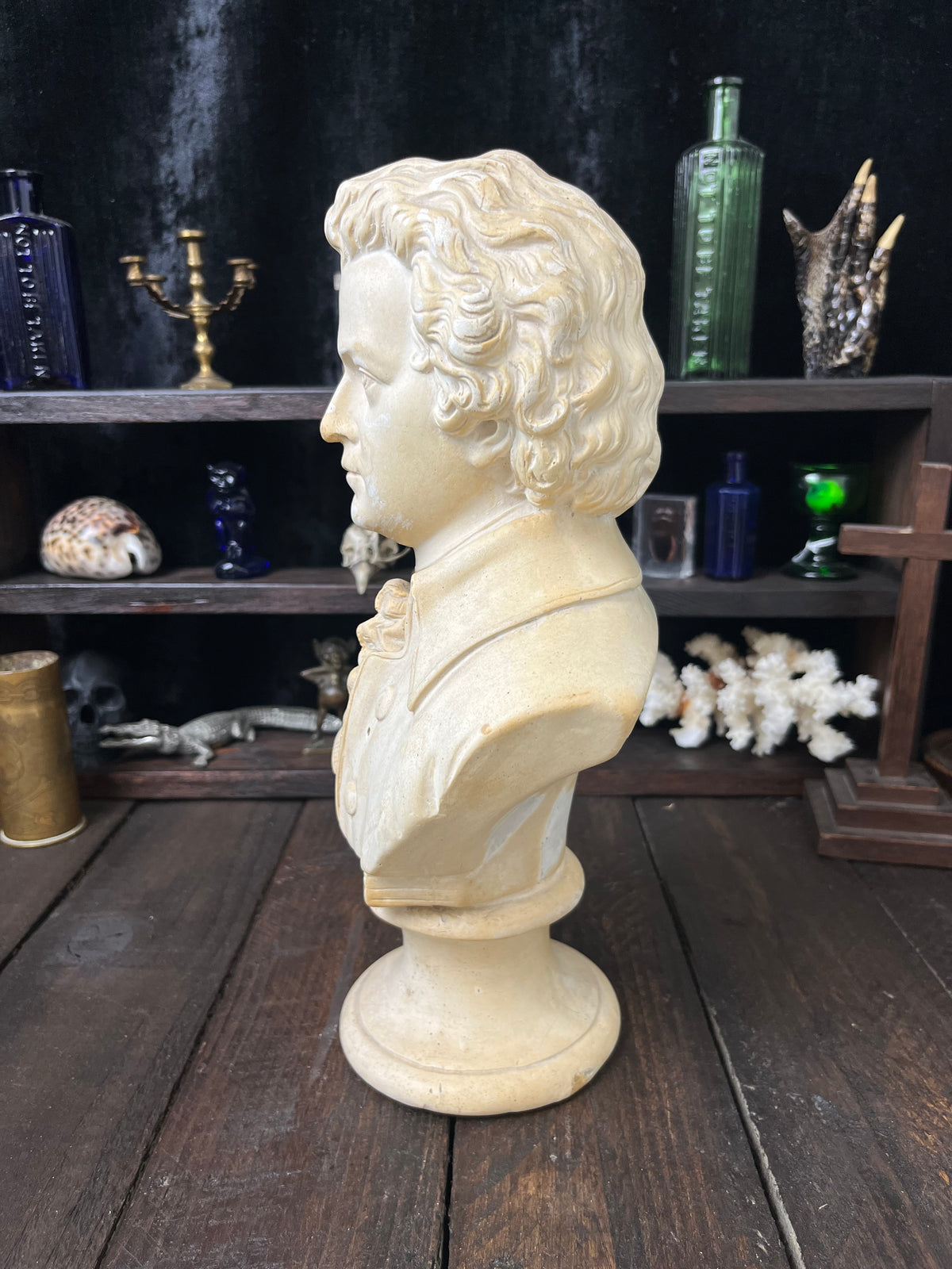 Large Vintage Mozart Bust – 30cm Plaster Sculpture – After P.P. Caproni Mode