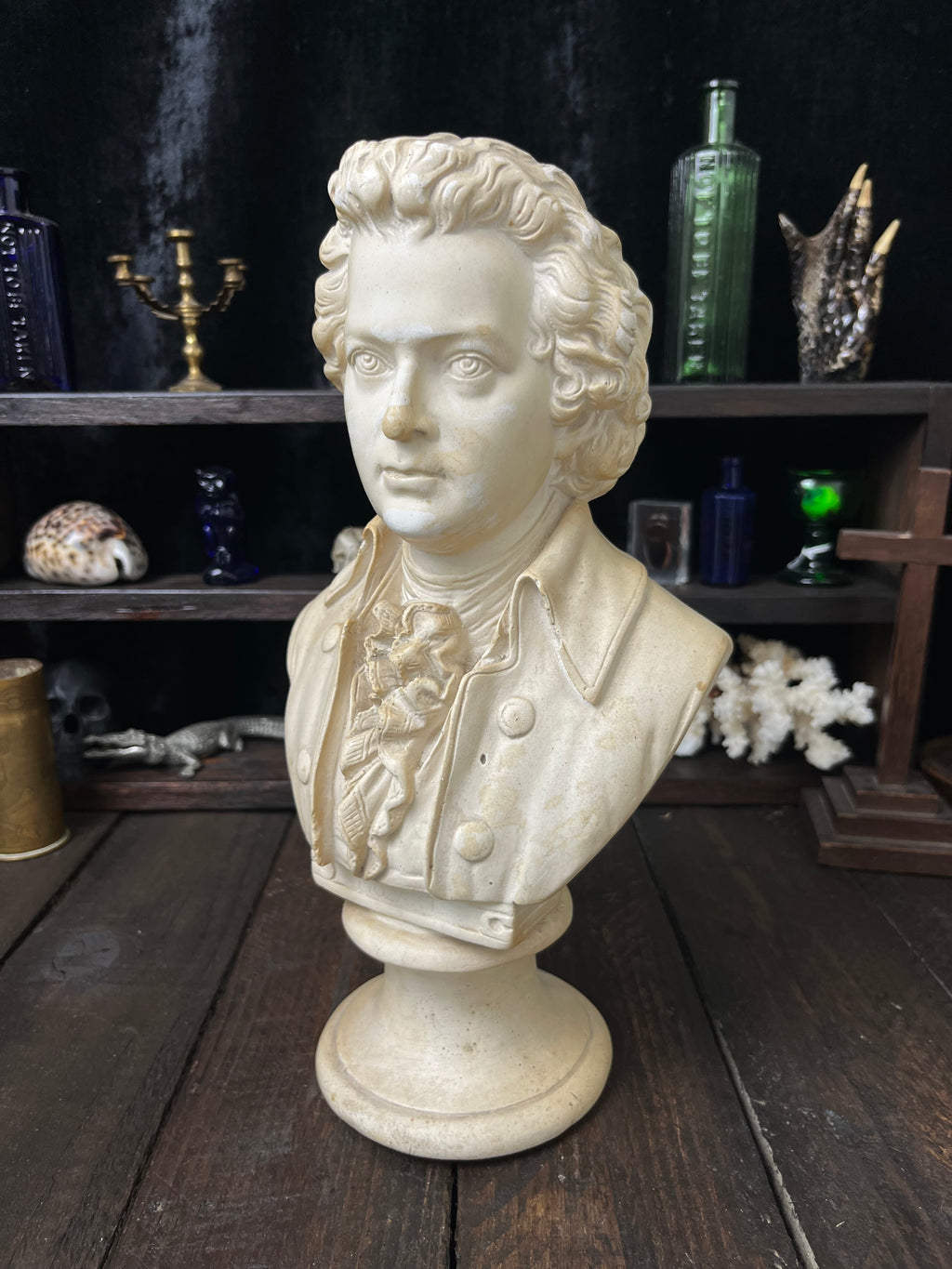 Large Vintage Mozart Bust – 30cm Plaster Sculpture – After P.P. Caproni Mode