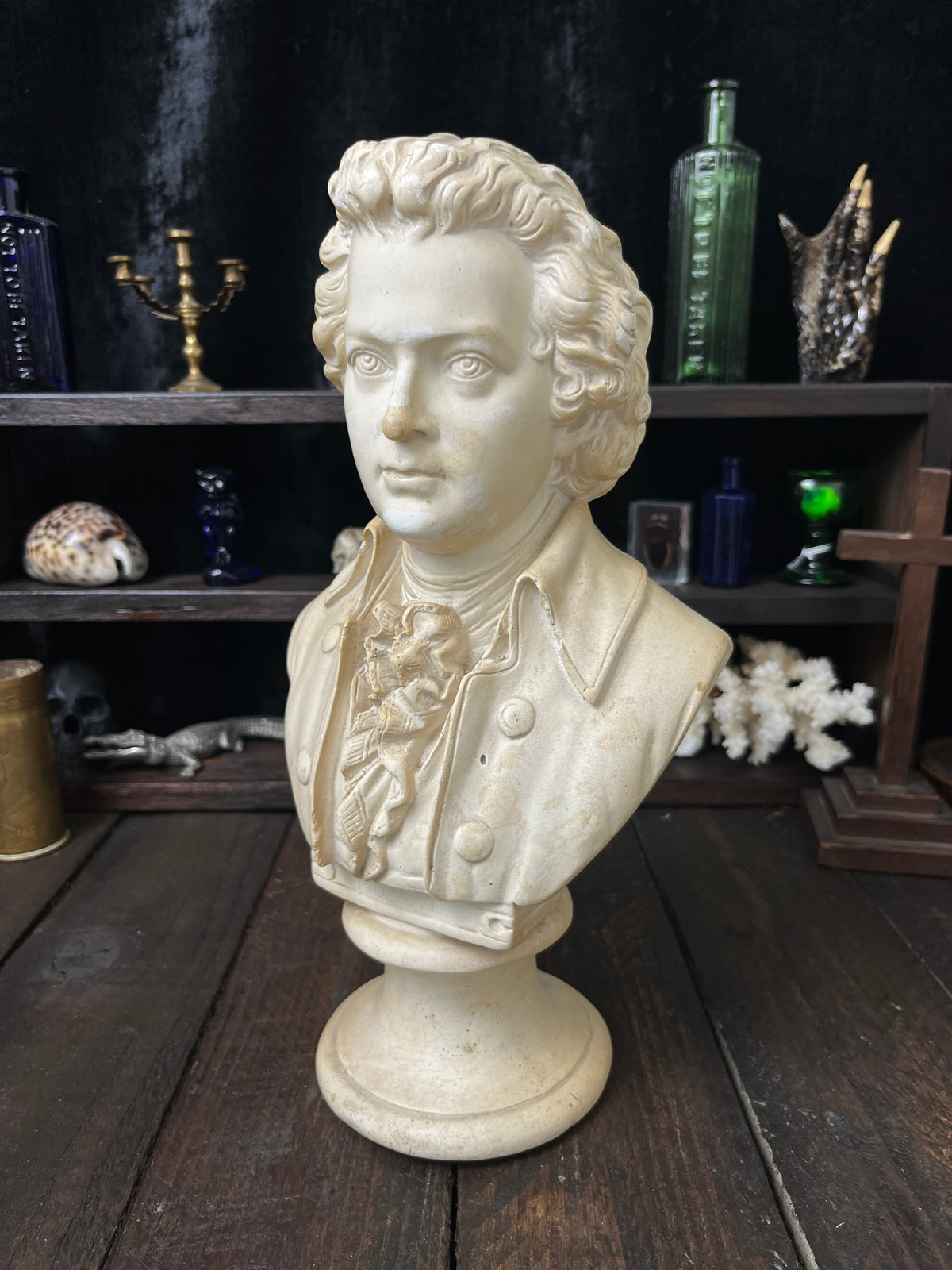 Large Vintage Mozart Bust – 30cm Plaster Sculpture – After P.P. Caproni Mode