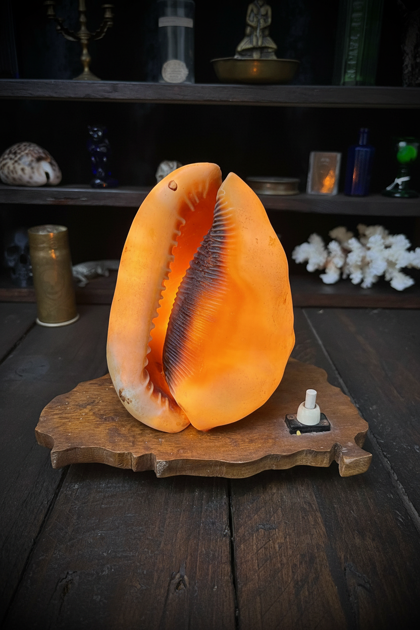 Vintage Bullmouth Helmet Shell Table Lamp – Nautical Curiosity – Non-Function